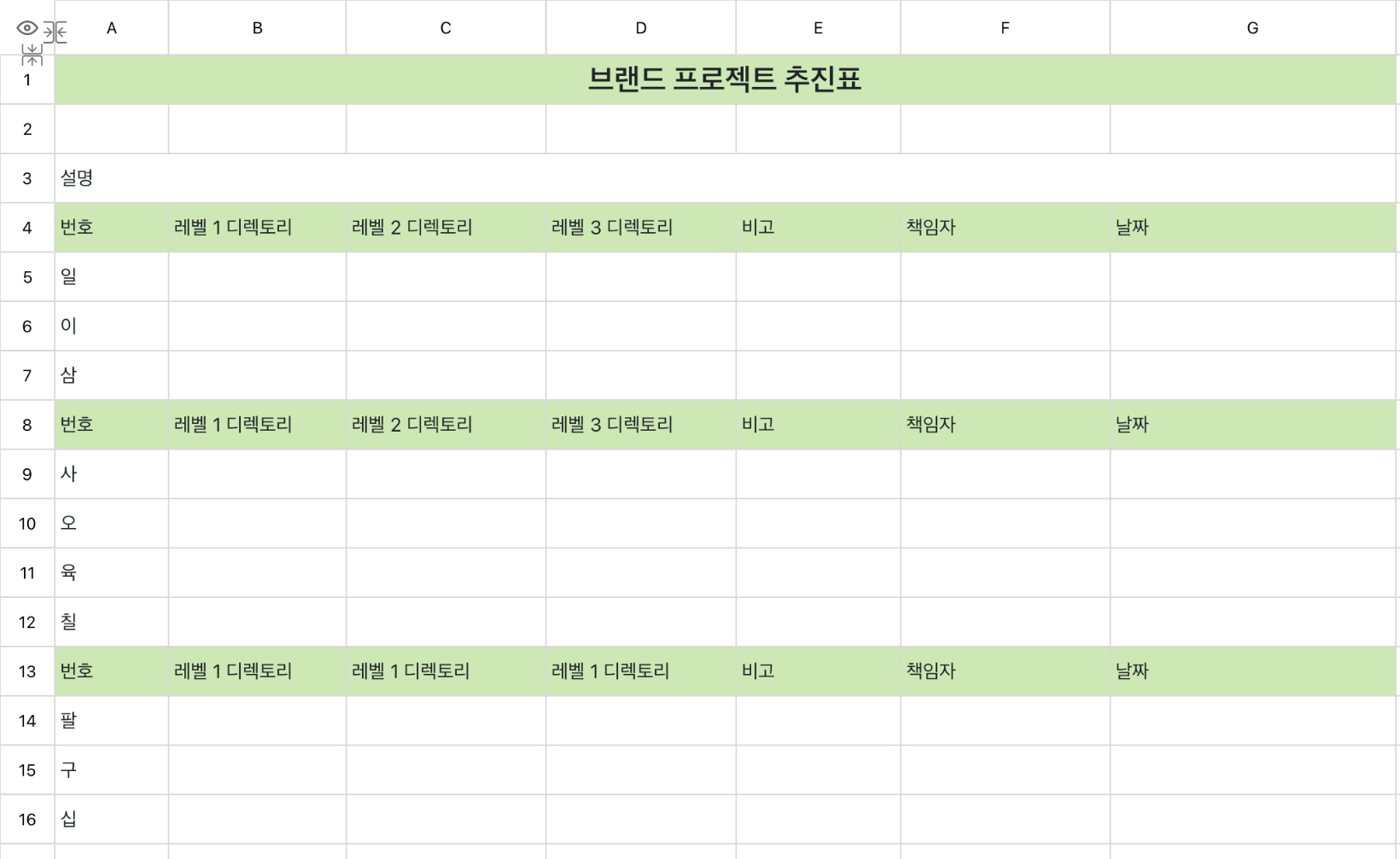 브랜드 프로젝트 추진표 1
